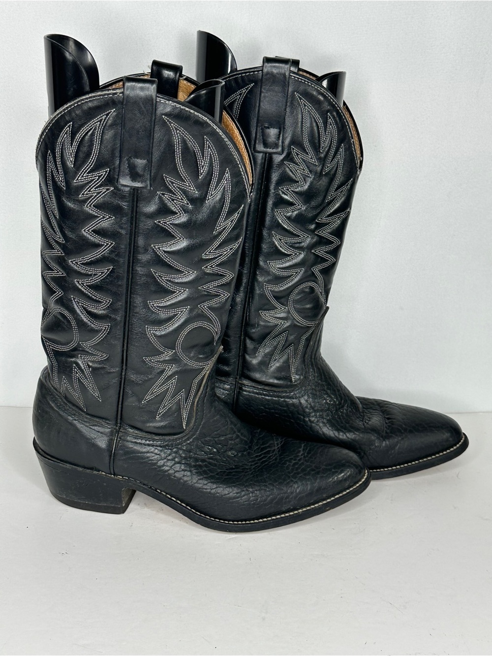 Palomino 932 Black Leather Western Cowboy Boots Vintage Almond Toe Sz 8.5D